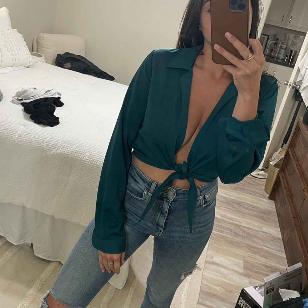 Long Sleeve Tie Top